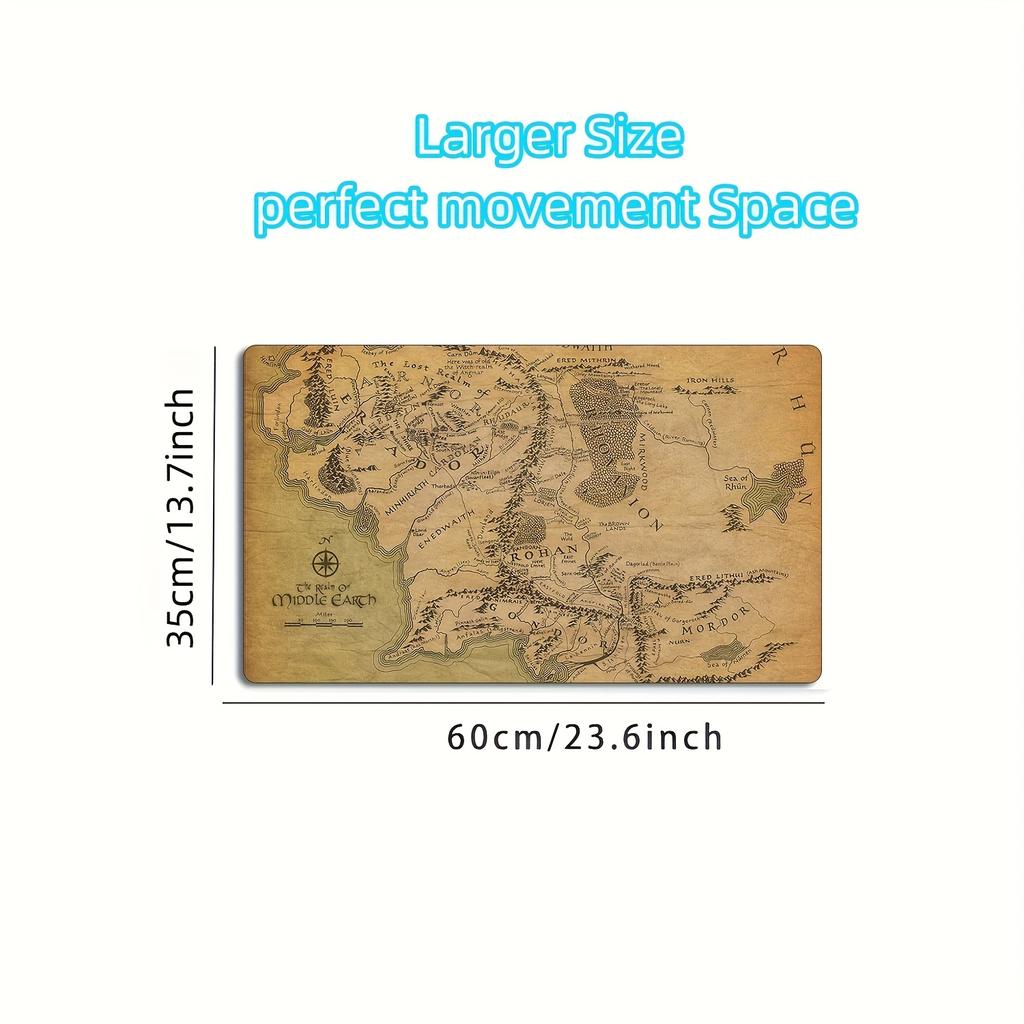 Middle Earth World Map Play Mat for Middle Earth Map Trading Card Game Middle Earth Mouse Pad Compatible Big Mousepepad Set Up