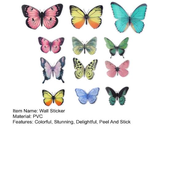 3D Butterfly Wall Decals Removable Colorful Butterfly Wall Stickers DIY Wall Art Murals for Babys Bedroom TV Background Living Room