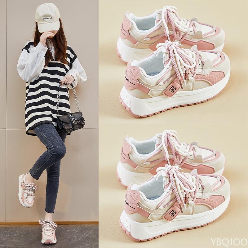 New Spring Casual Comfortable Sneakers Simple Thick Soled Height Increasing Shoes Fashionable Versatile Women's Shoes
