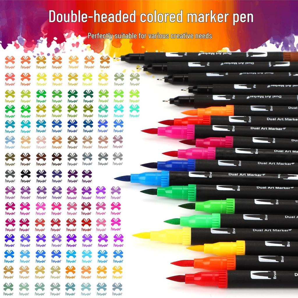 Double-Ended Washable Watercolor Pens - 120 Color Set, Non-Staining, Soft Tip Art Liner for Children's Drawing