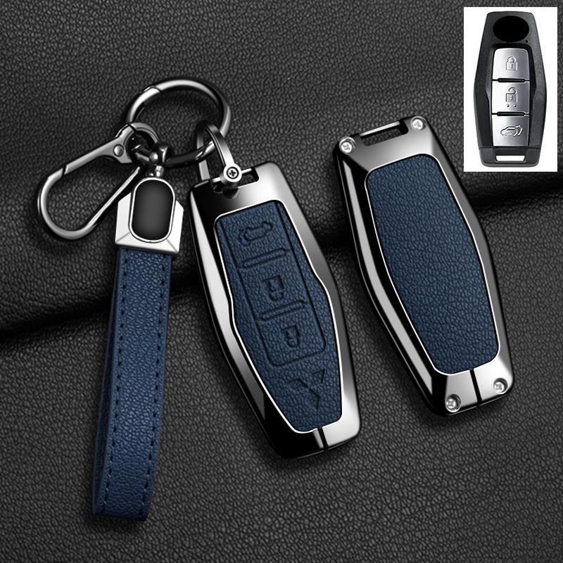 Car Control Remote Key Case Cover For Mitsubishi Outlander 2022 - 2024 2 3 4 Buttons Zinc Alloy Leather Keychain Accessories