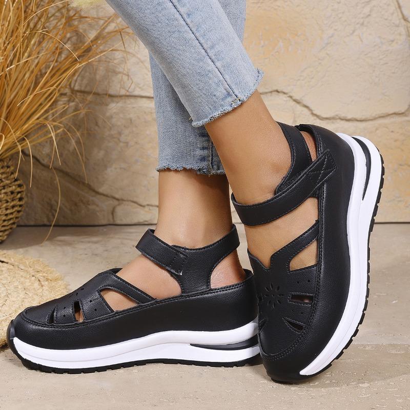 Large Size Sandals Women's Spring New Hollow Velcro Platform Women's Shoes