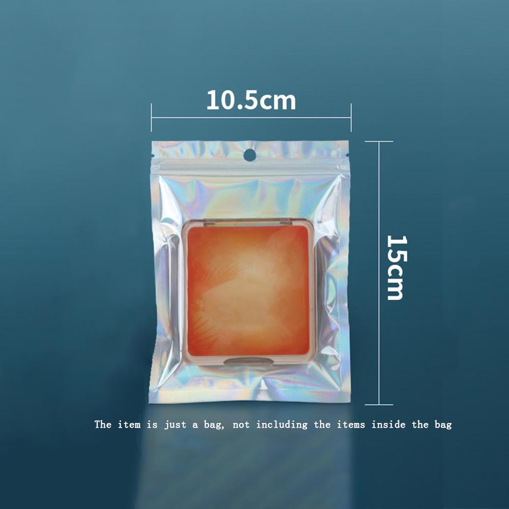 100pc Holographic Resealable Mylar Bags Ziplock Candy Suger Tee Jewelry Beauty Storage Pouches For Party Favor Home Organization