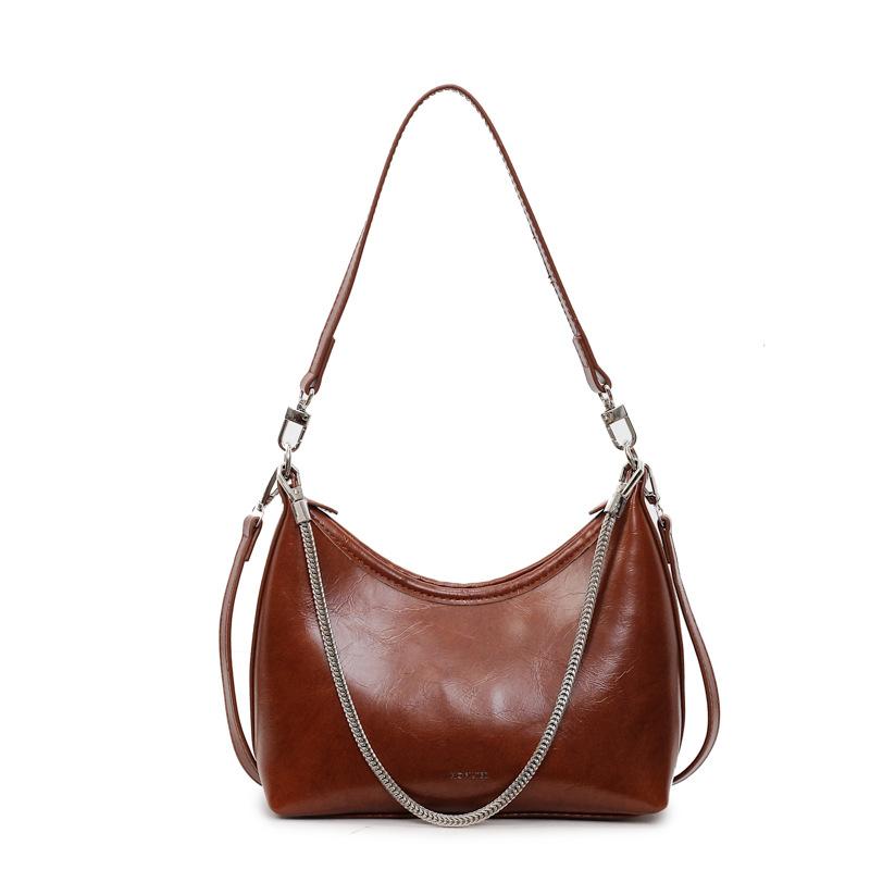 Underarm Bag Women's 2025 Autumn New Foreign Style Fashion Niche Design Shoulder Bag Glossy Chain Messenger Bag
