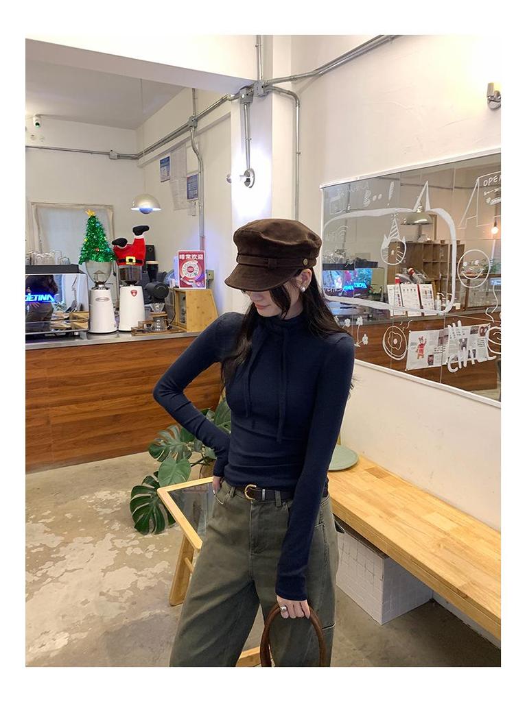 In Stock: Women's High-End Autumn/Winter 2026 Bow Tie Lace Wool Base T-Shirt