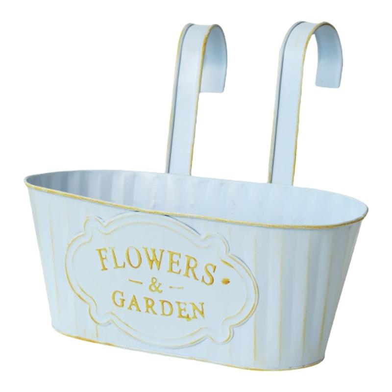 Metal Hanging Flower Pots for Railing Fence Planter Box with Detachable Hooks Drainage Holes for Outdoor Plant Balcony