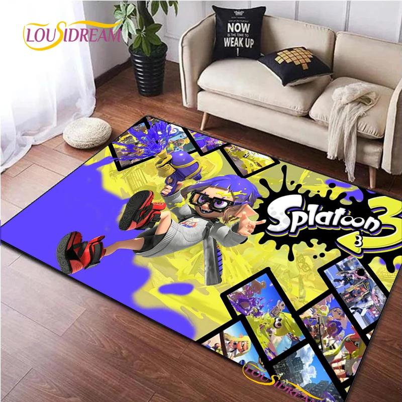 Tappeto Cartone Animato Gioco Splatoon per Soggiorno Camera da Letto Decorazione Tappeti da Area Cucina Tappetino Antiscivolo Alfombra Regalo di Compleanno Tappetino Poster