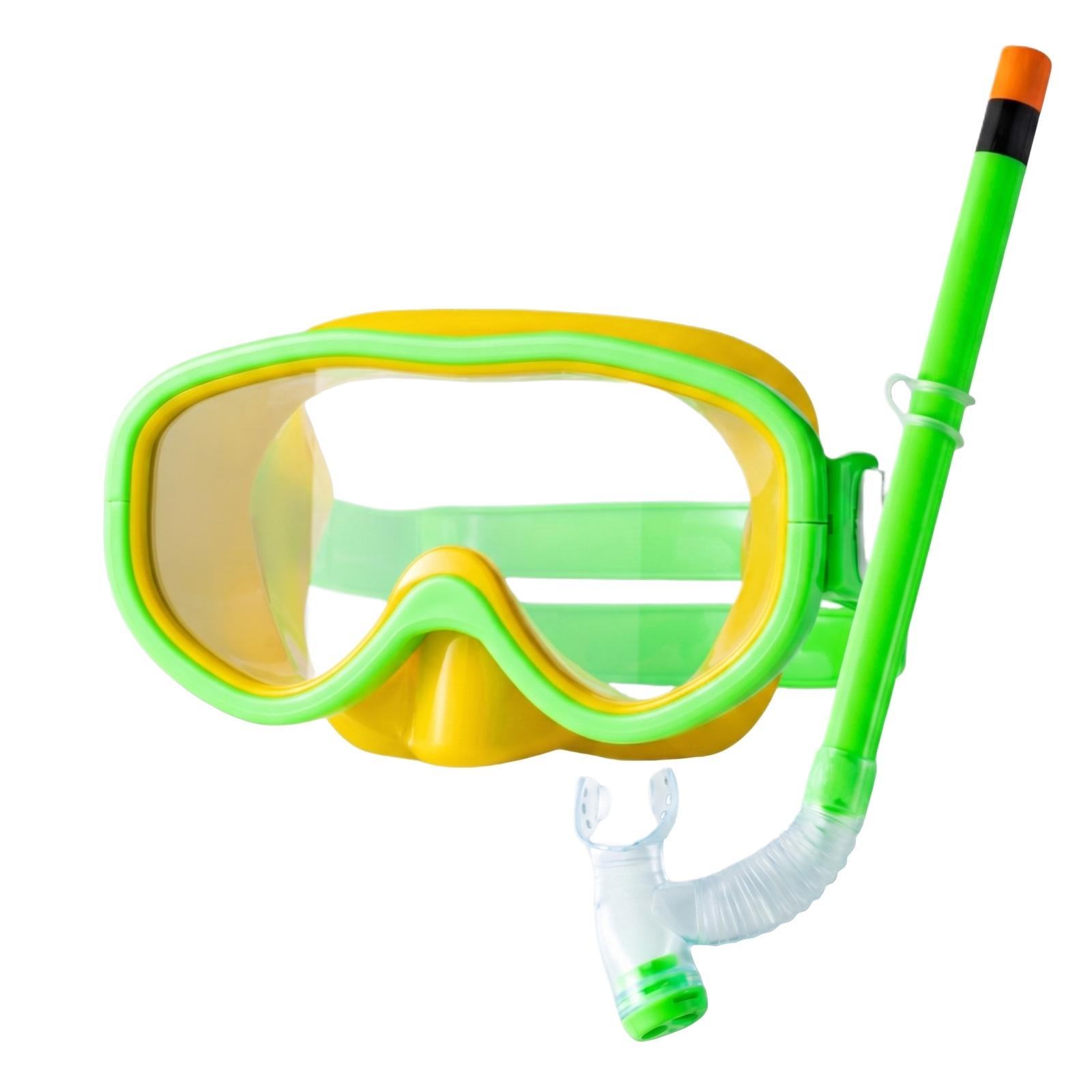 Children s Diving Goggles Set, Breathing Tube Semi Dry Snorkeling Equipment One Size зелёный