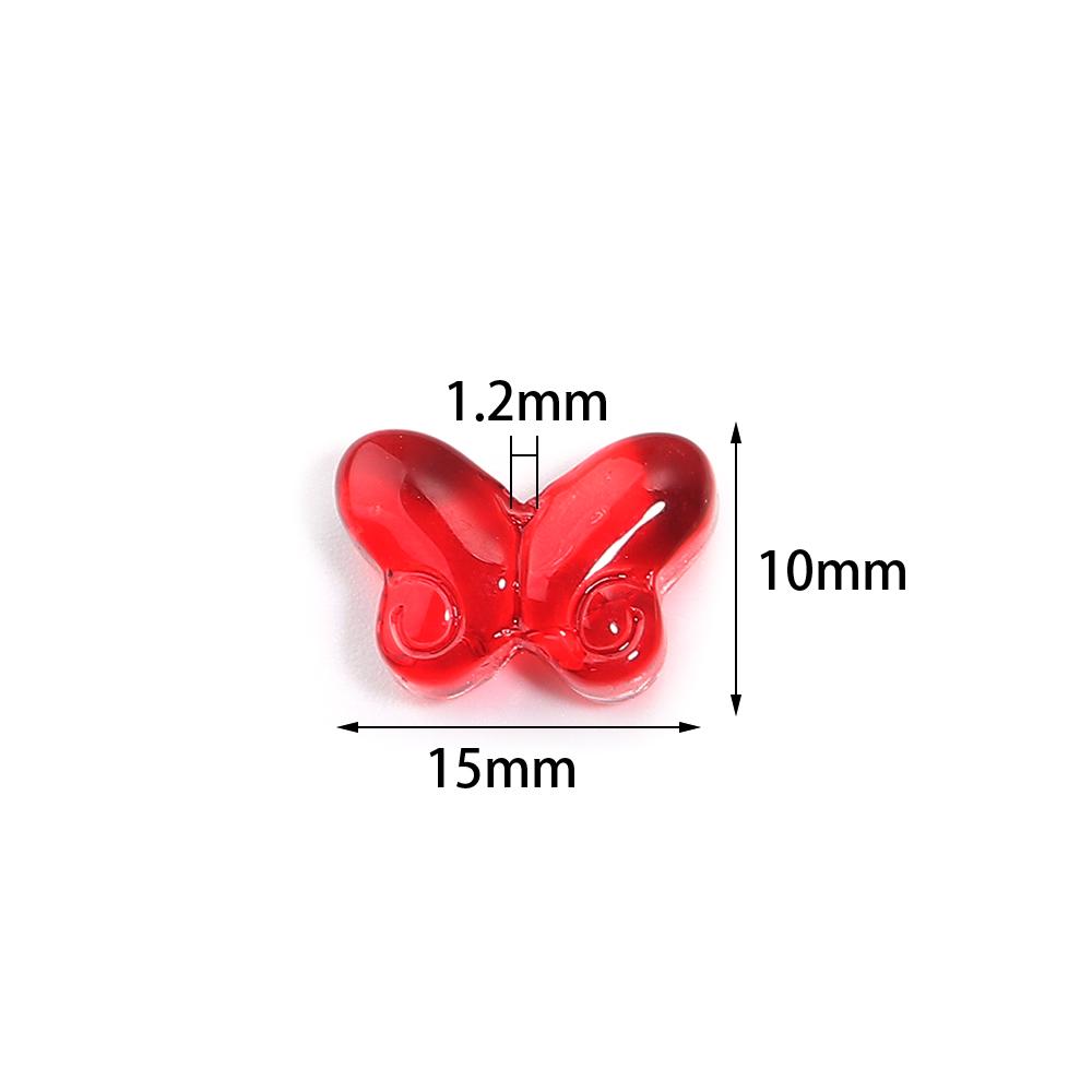 50pcs 10x15mm Glazed Lampwork Beads Colored Butterfly Shape Loose Glass Bead For Jewelry Making DIY Earring Necklace Accessories