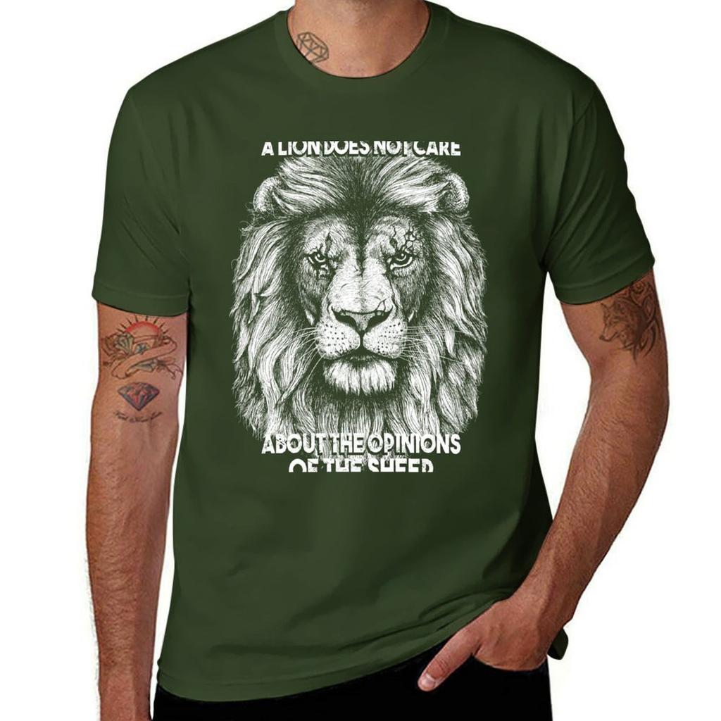 A Real Lion Does Not Care About the Opinions of the Sheep Tshirt Oversizeds Funnys Sweat Oversized T Shirts for Men