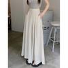 Women's Spring/Fall Lightweight Wide-Leg Skirt: High-Waisted, Flowing, Waist-Defining, Slimming Pleated Trousers, Casual Skirt