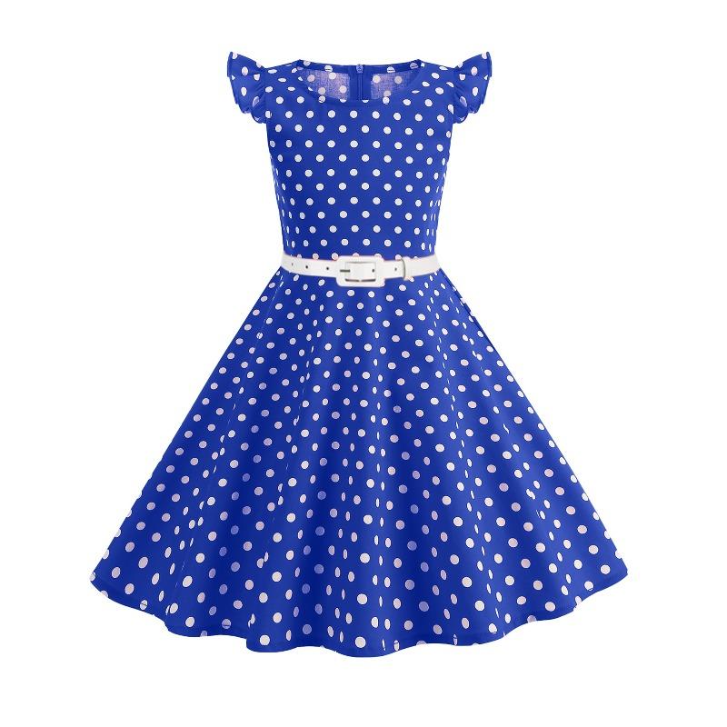 European and American Polka Dot Children's Clothing Dress Summer Flying Sleeves Fresh Retro Skirt T