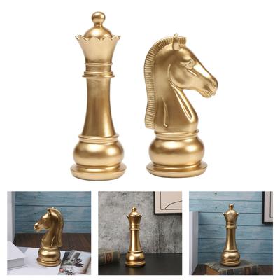 Resin Chess Piece Statue Chess Queen Knight Sculpture Collectible Figurines Table Ornament for Home Office Decorations