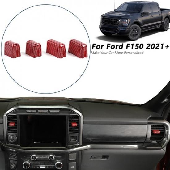 Center Console AC Air Conditioner Vent Cover Trim for Ford F150 + Red Carbon