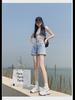 High-Waisted A-Line Denim Shorts for Women - Korean Style Summer Fashion, Wide-Leg, Casual Curling Design.