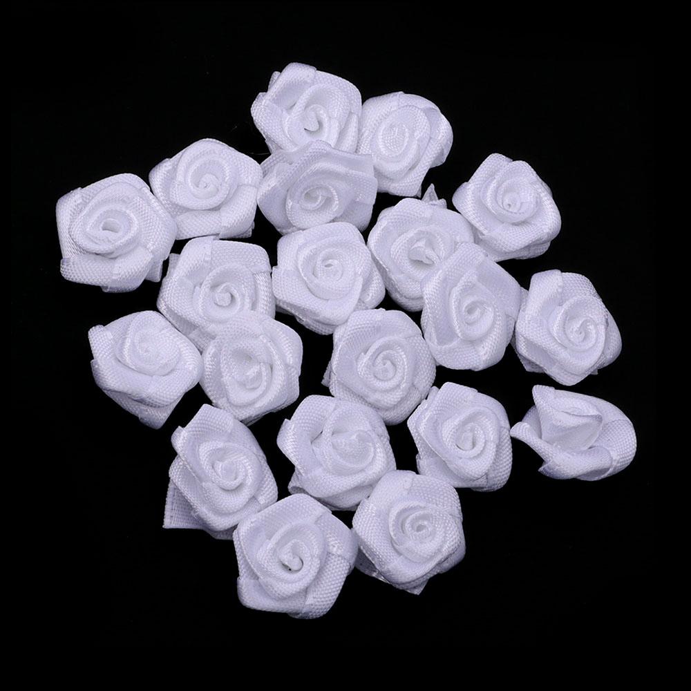 20pcs 1.5cm Polyester Rose Flowers Colorful Mini Artificial Flowers For Wedding Party DIY Wreath Clothing Headwear Decoration