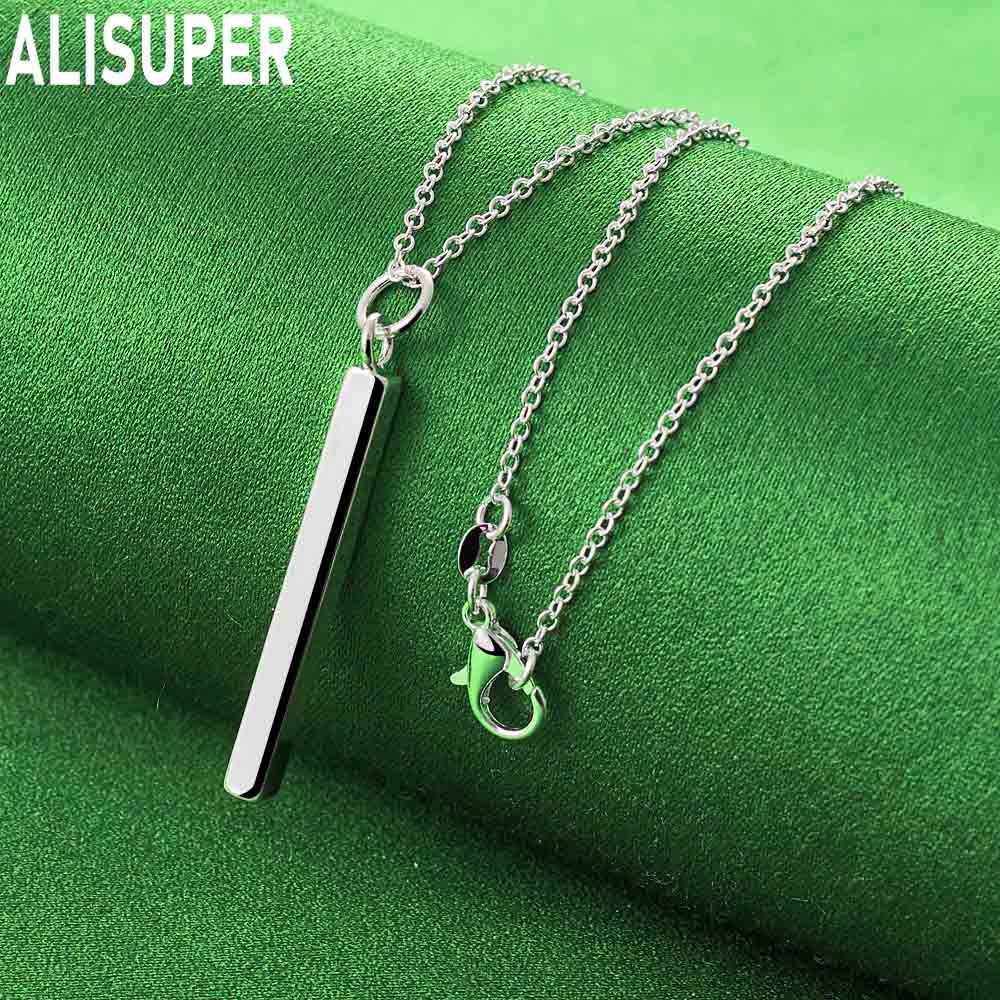 Colier cu pandantiv din argint 925, 45 cm, cu coloană dreaptă, bijuterii de nuntă la modă