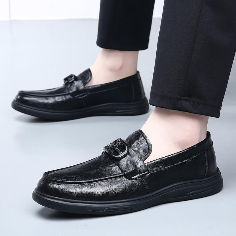 Men's Shoes Spring and Summer New Business Casual Leather Shoes Men's Genuine Leather Soft-soled Beanie Shoes Men's One-pedal
