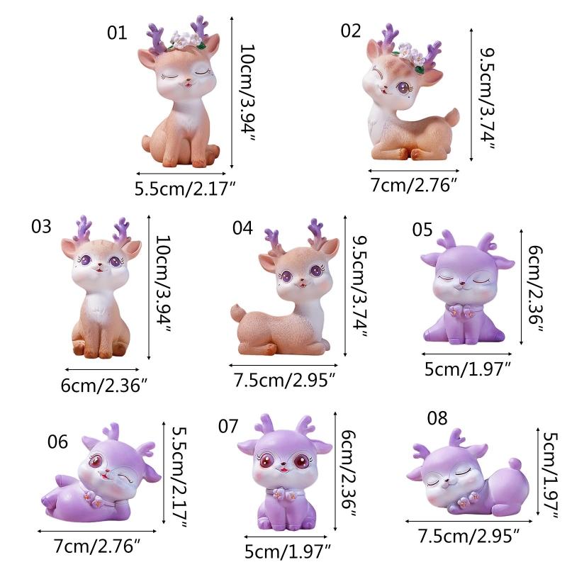 Resin Deer Figurine Statues Deer Dashboard Decorations Car Home Office Decor Craft Gifts Christmas Ornaments 8 Styles