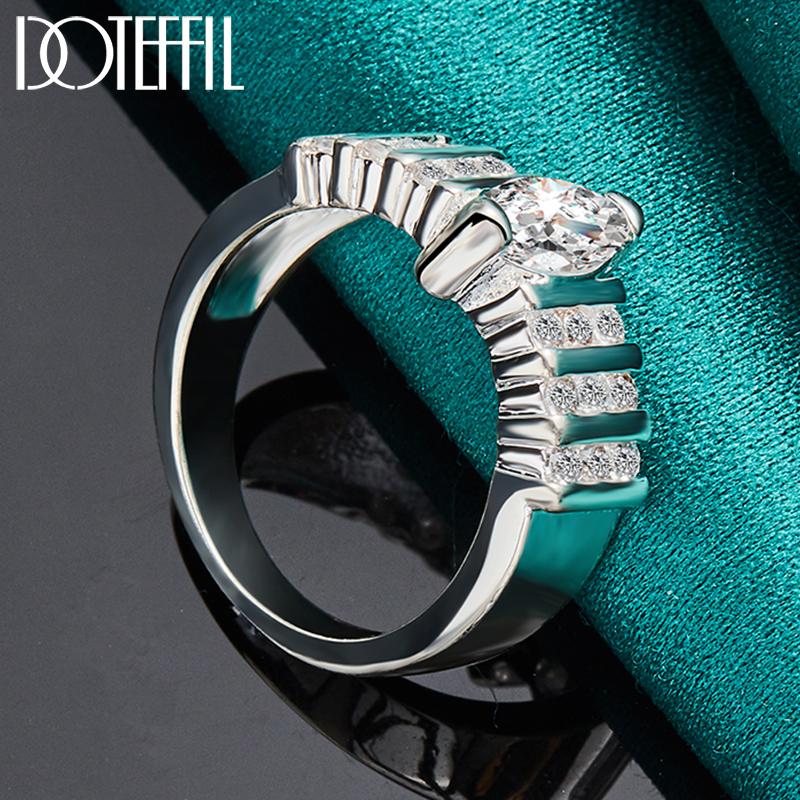 925 Sterling Silver Classic AAA Zircon Ring Fashion Wedding Jewelry