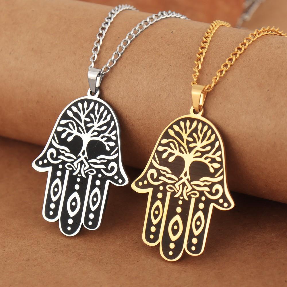 Ciondolo Mano di Fatima Nicchia Albero della Vita Collana Accessori