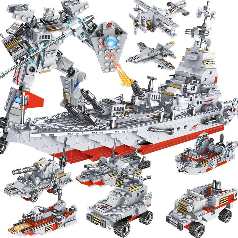 MOC Aircraft Carrier Ship Fighter Plane Artillery Warship J-15 Military City Building Blocks Model Bricks Kits Sets Ideas