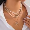 Pendant Clavicle Chain Women Sun Moon Star Bowknot Clavicle Necklace  Vacation