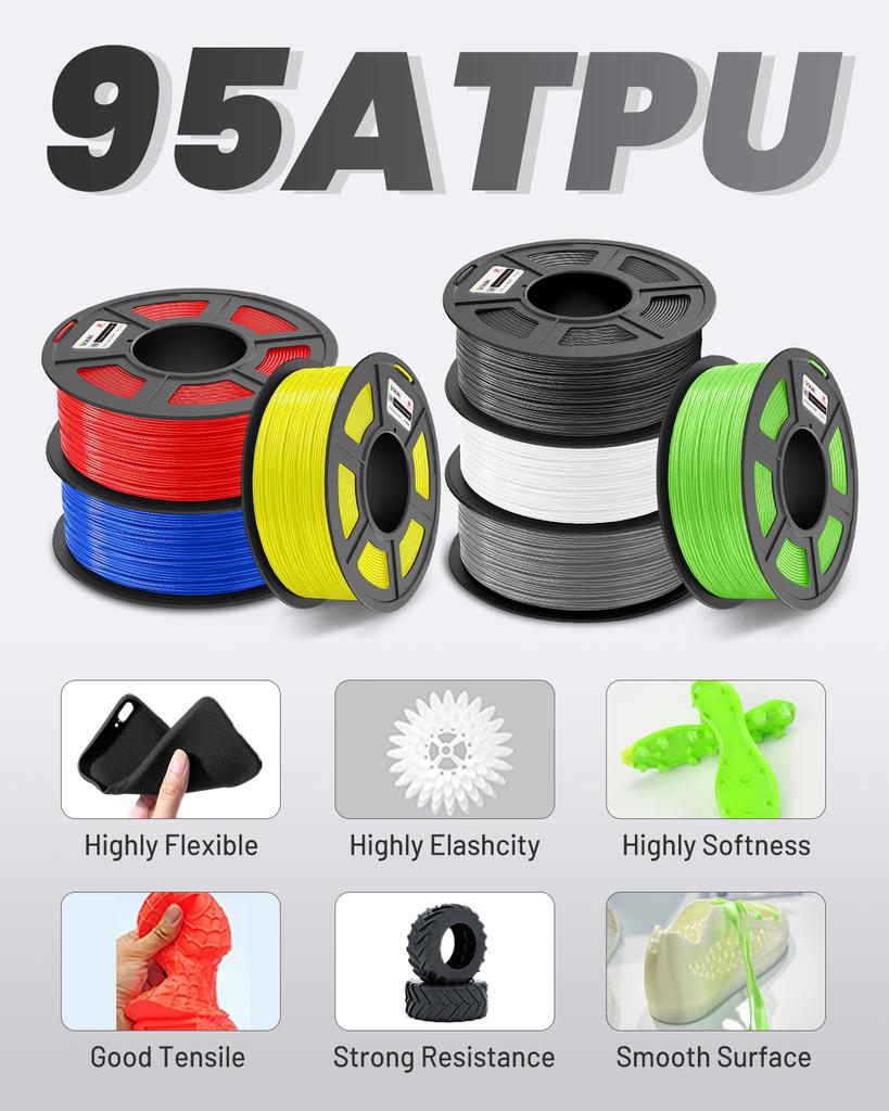 CoLiDo Direct 1KG 1.75mm TPU Filament High Strength Plastic Rods for 3D Printers Over Seas Warehouse Material Supplier