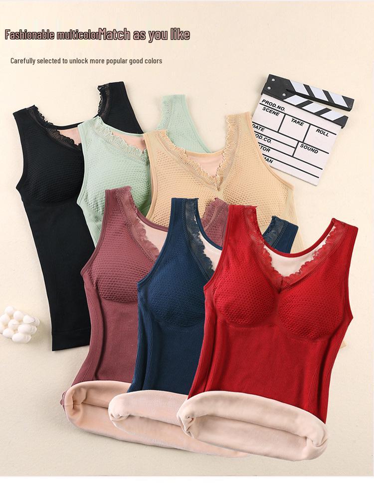 Women's Warm Autumn/Winter Fleece-Lined Elastic Vest with Chest Pads