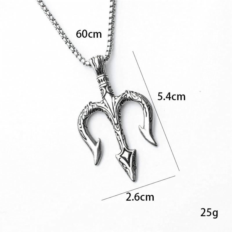 Carved Creative Domineering Retro Men's and Women's Hip-hop Sweater Chain Trident Titanium Steel Necklace