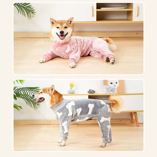 Bobasndm Rollkragen Hunde Kleidung Pyjama, Herbst Winter Hunde Jumpsuit Mantel, Winter Weiche Warme Flanell Pyjama