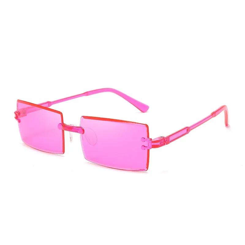 Ultralight Vintage Sunglasses for Women Men Square Rimless Outdoor Sunshades Gradient Candy Color Travel Sun Glasses for Female