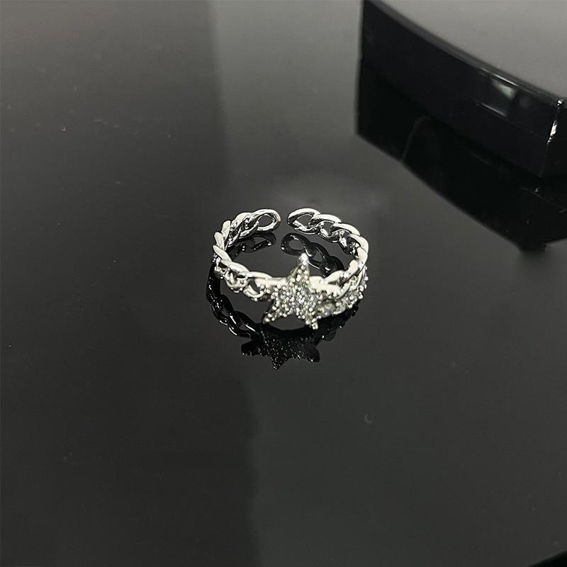 Кольцо Метеор Женский Нишевый Дизайн Легкая Роскошь Высокий Сенс Холодный Ветер Инкрустированный Циркон Маленький Ароматный Ветер Звезда Открывающееся Adjustable opening