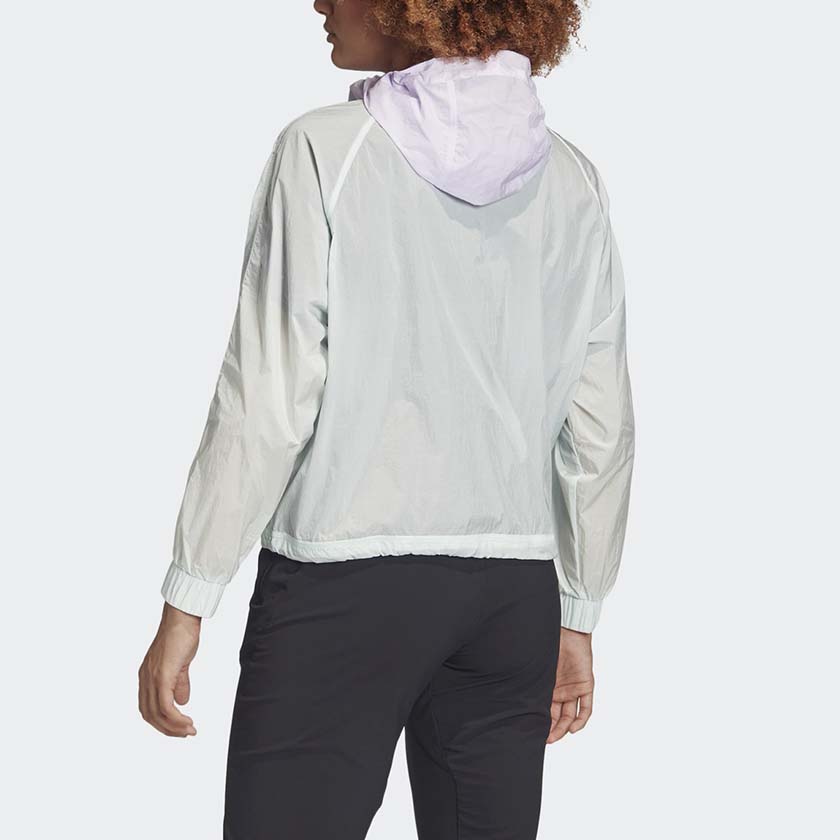 Adidas Color Block Kangaroo Pocket Hooded Sports Jacket Women Jacket Polka-Dot-Green FI0585