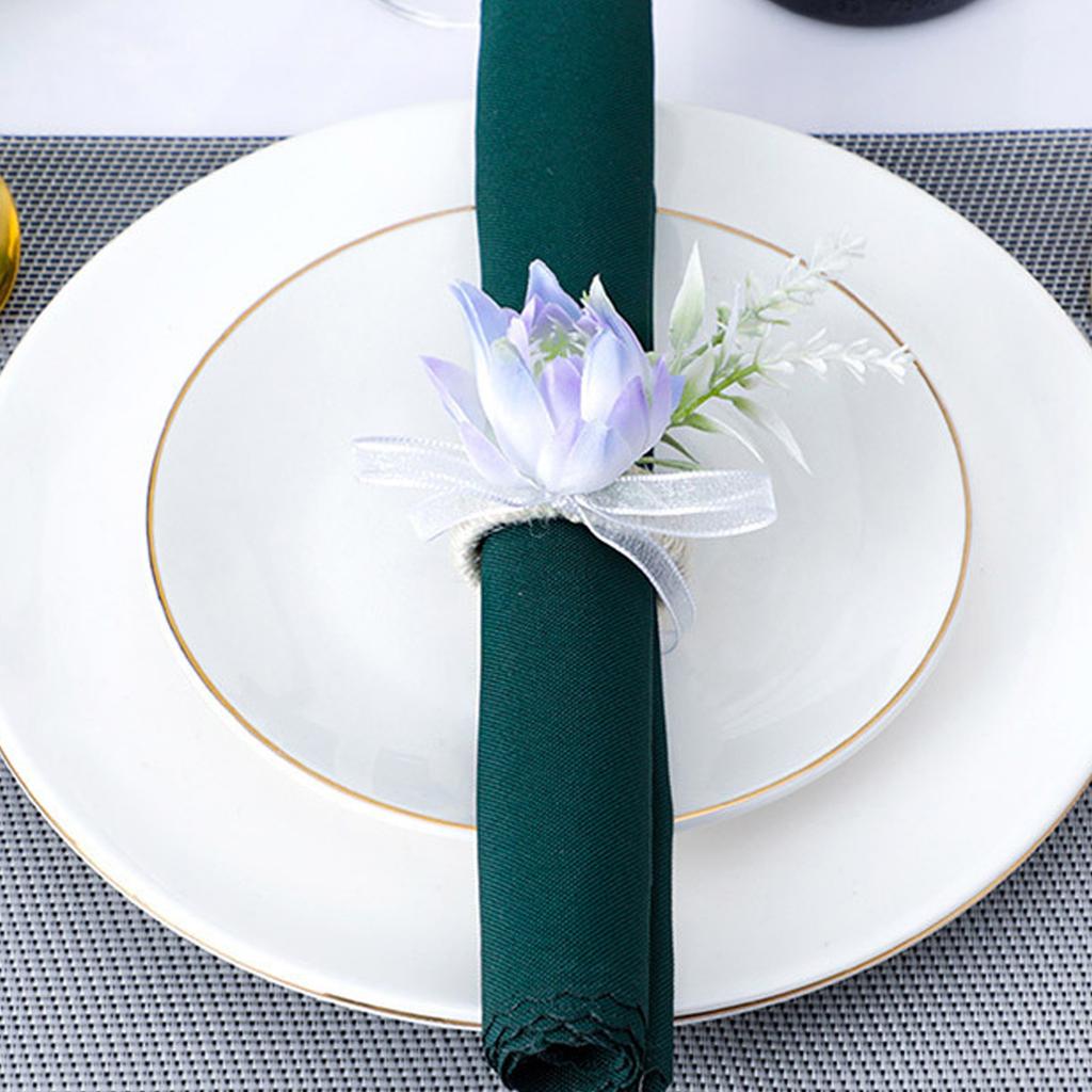 Floral Napkin Ring Artificial Flower Dinner Napkin Holder for Table Decoration Wedding Picnics Banquet Birthday