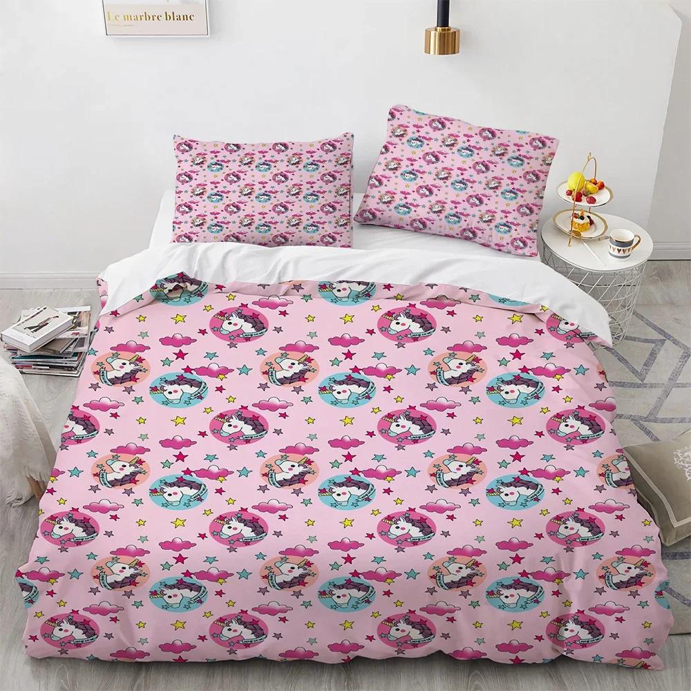 Children Kids Soft Duvet Cover Sets Twin Young Boys Young Girls Beding Set 3D Print Unicorn, Dinosaur, Bear, Bed Quilts Cover Sets for Adult