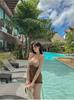 Contrast V-Neck Halterneck Jumpsuit & Slimming Two-Piece Swimsuit Set