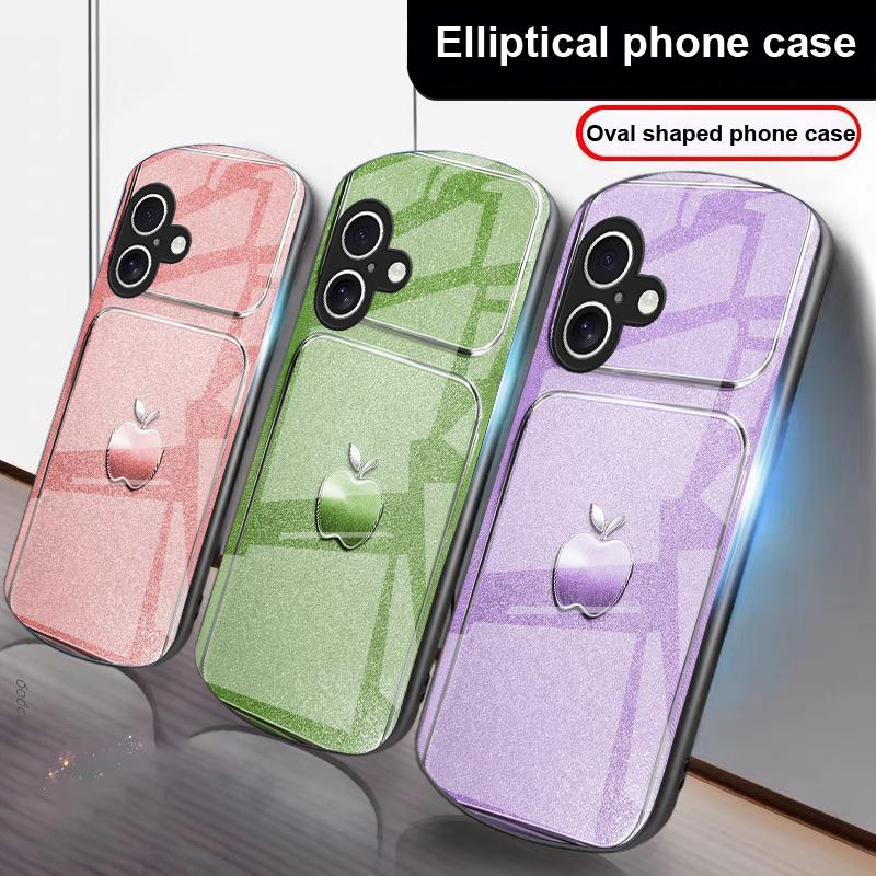 Vintage srebrna ramka Do iPhone 17 16 15 14 13 Plus 12 mini 11 Pro Max XR Xs Max X 7 8 6S 22 20 Eliptyczne szklane etui na telefon