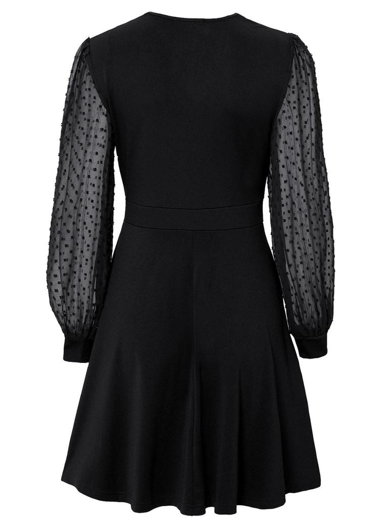 Dámské stylové neformální úzké šaty s dlouhým rukávem a výstřihem do V