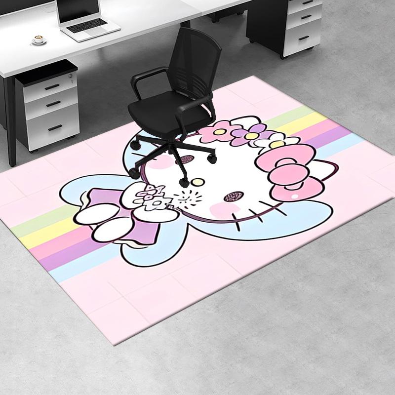 Office Rug Hello Kitty, Rainbow Anti-Slip Rug, Machine Washable for Living Room, Bedroom, Office, Multiple Sizes, Bedroom Mat, Decorative Mat, Durable