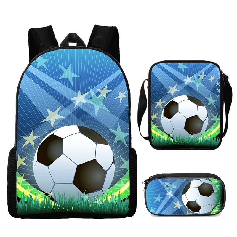 Football Peripheral Ronaldo Pattern Peripheral Backpack Basketball Football Pattern Satchel Pencil Case Three piece set