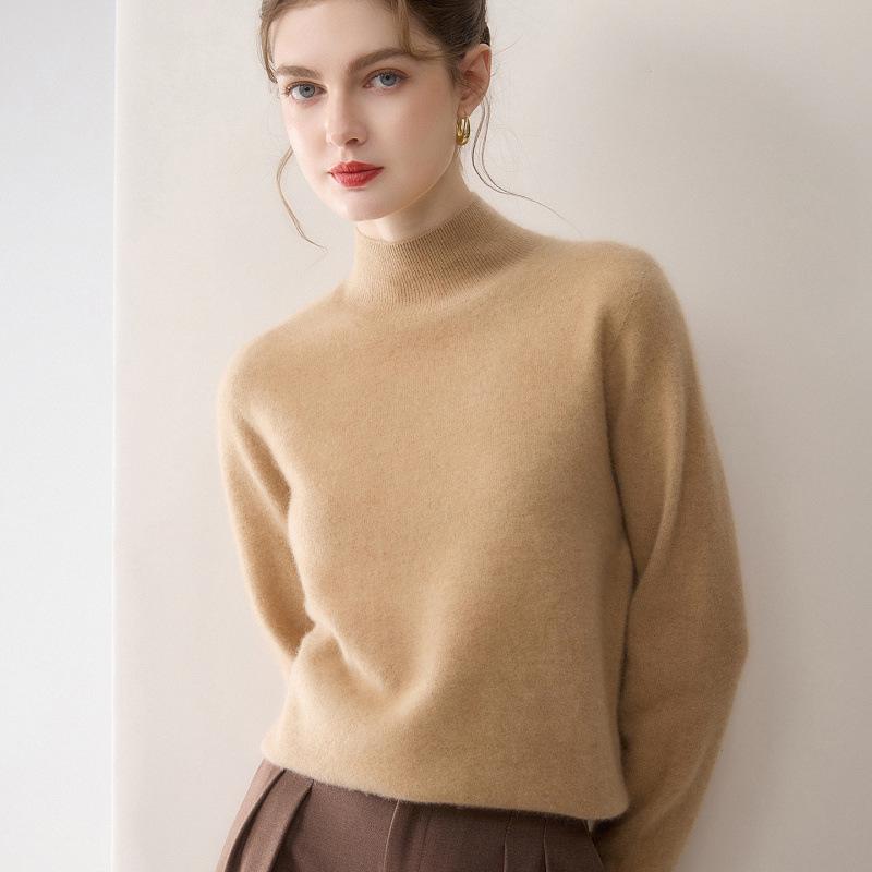 Women's 100% Pure Cashmere Sweater - Solid Color, Versatile & Warm Knit Base Layer.