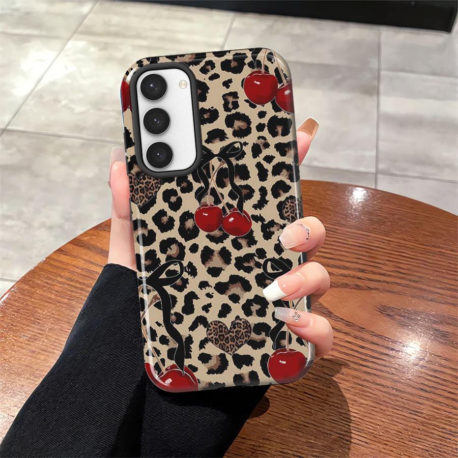 

Phone Case for Samsung Galaxy S25 S23 S24 Ultra A36 S20 FE A56 S23Ultra A26 S25Ultra A16 Soft Cover Capa Leopard Print Bow Galaxy S25 Ultra