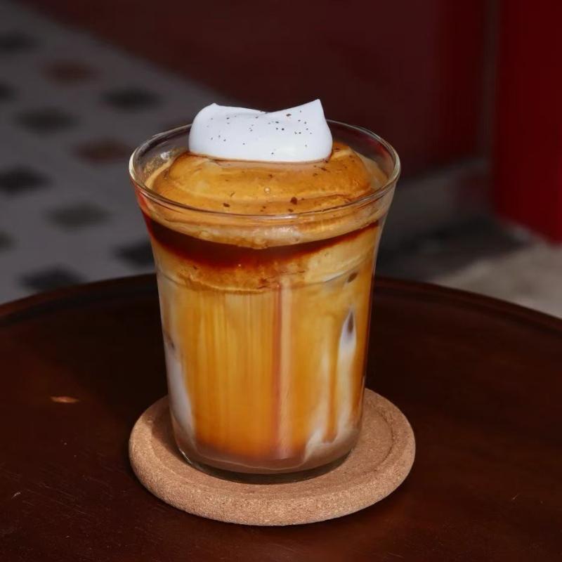 

Internet Celebrity Instagram Style Australian White Coffee Cup Italian Latte Latte Cup Simple Retro Dirty Ice American Glass Cup 190-200ml чистий