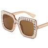 Starry Sky Sunglasses With Diamond Accents, Large Frame Glasses, Square Sunglasses, Street Style Trendy Personalized Sunglasses For Women