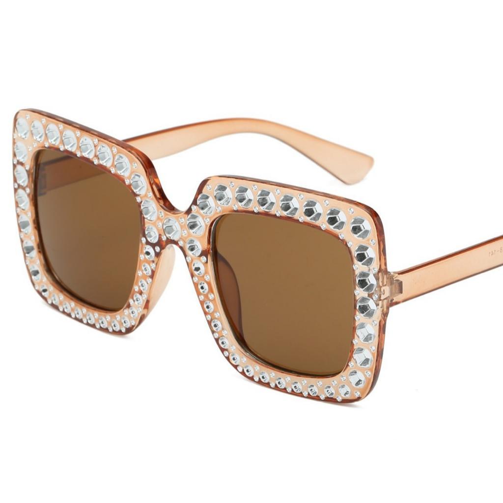 Starry Sky Sunglasses With Diamond Accents, Large Frame Glasses, Square Sunglasses, Street Style Trendy Personalized Sunglasses For Women