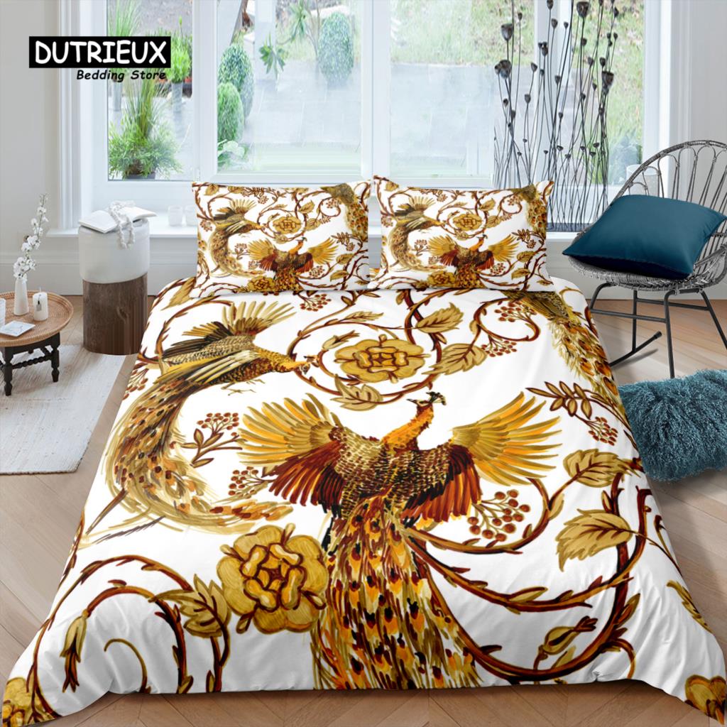 Comforter Home Living Luxury 3D Golden Peacock Bedding Set Kids Bedding Set Queen And King Eu/Us/Au/Uk Size