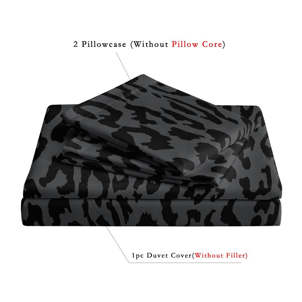 Set Copripiumino Moda Stampa Leopardo Scuro 3 Pezzi Quattro Stagioni Casa Stanza del Dormitorio Set Biancheria da Letto di Lusso Stampata ad Alta Definizione