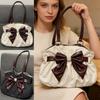 Trendy Vintage Women's Bow Handbag Y2k Casual Chic Lady Shoulder Bags Aesthetic Dot All Match Ins Underarm Bag Streetwear