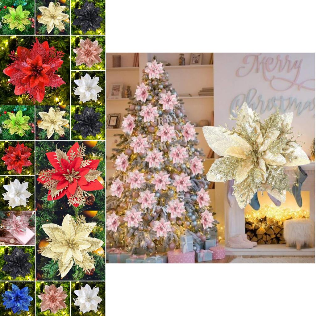 Atemberaubender 14,5 cm Weihnachtsschmuck Glitzernder floraler Kranz für Türen und Fenster